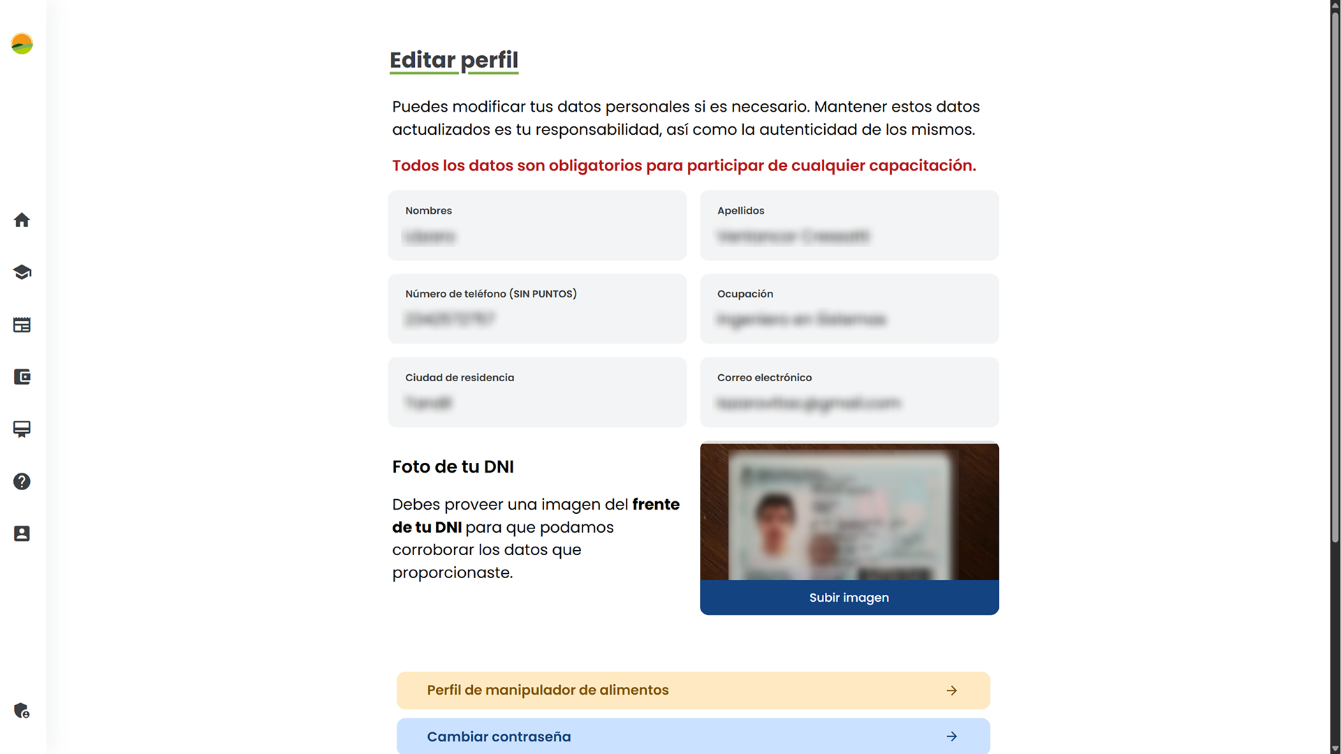 Creación de perfil