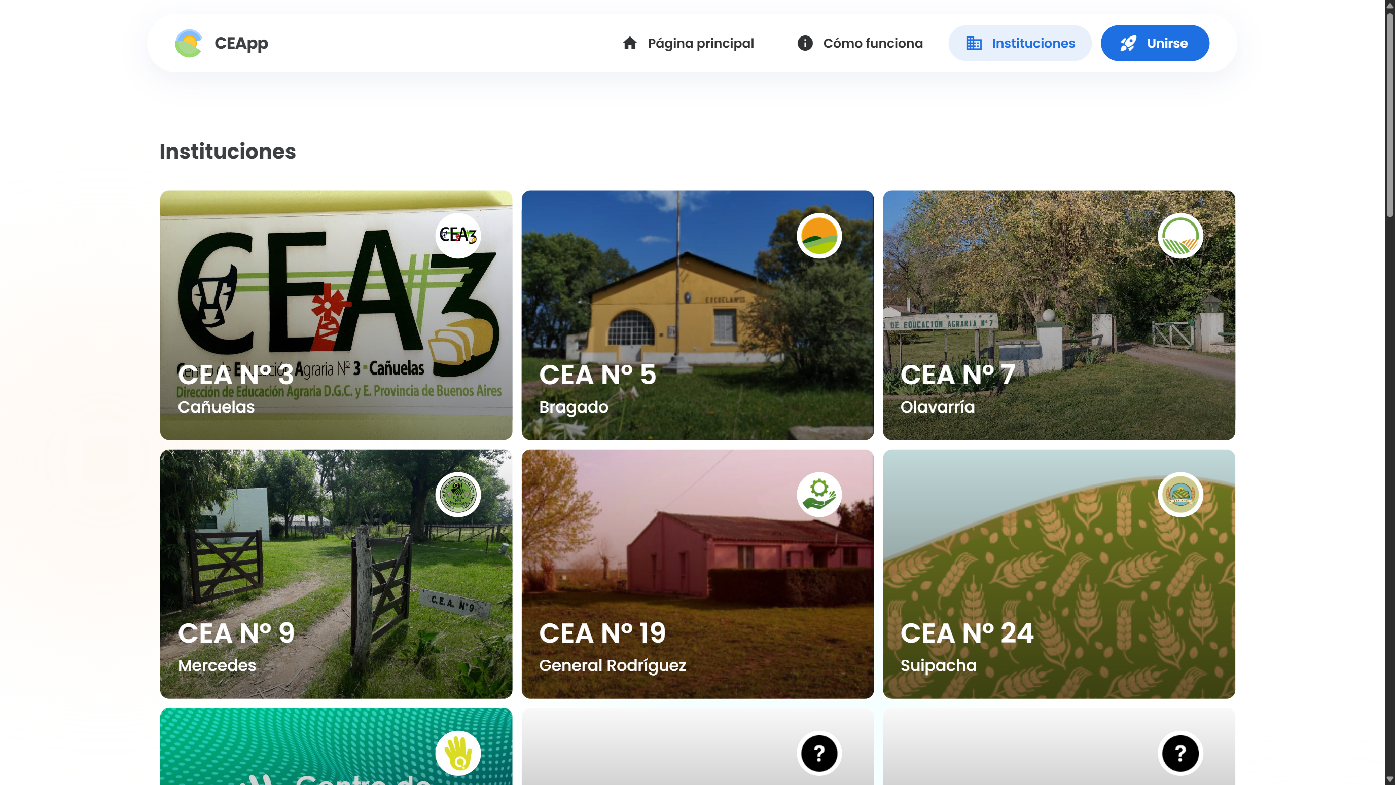Instituciones que usan CEApp